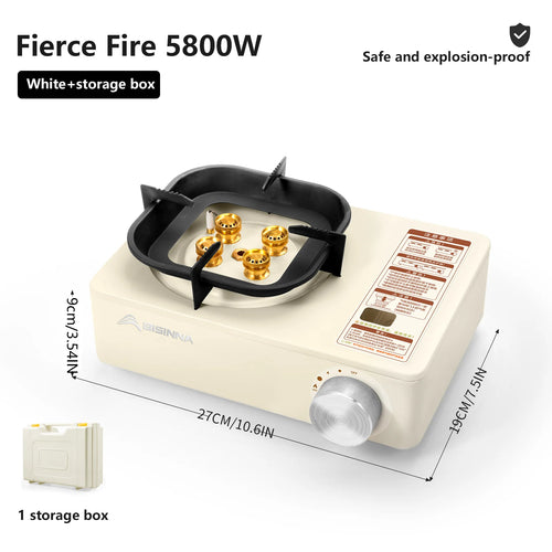 Camping Gas Stove 5800W High Firepower Outdoor Portable Cassette Burner for Picnic Hiking Trekking