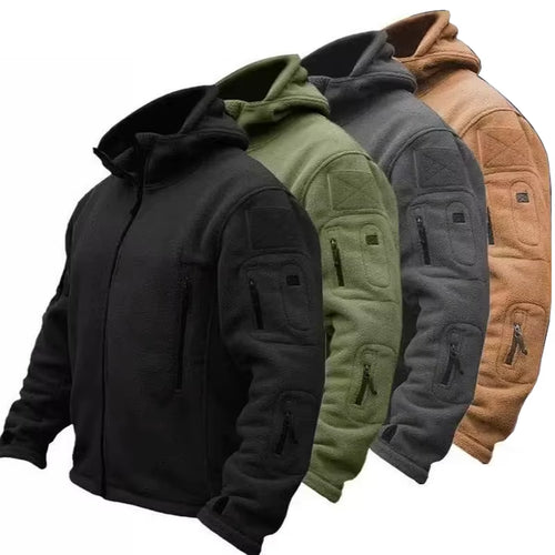 Men Polar Fleece Tactical Winter Autumn Hiking Fishing Camping Trekking Thermal Jackets Outdoor Sports Hood Caro Coat Softshell